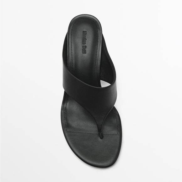 NWT. Massimo Dutti Black Leather High-Heel Sandals. Size 9 - Picture 3 of 9